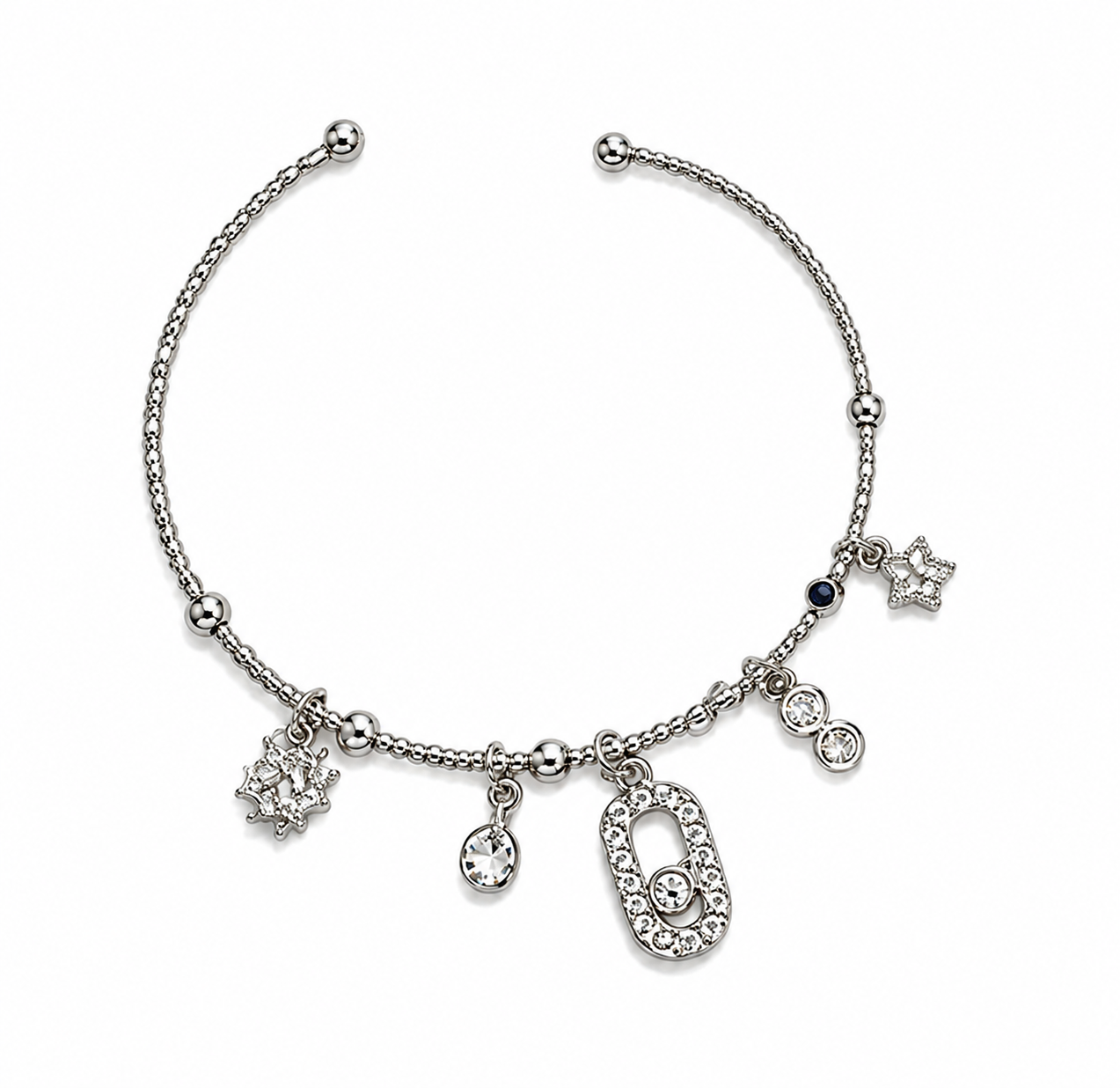 Silver Charm Cuff Bracelet