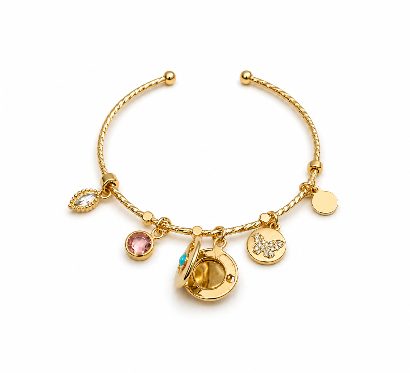 Golden Charm Cuff Bracelet