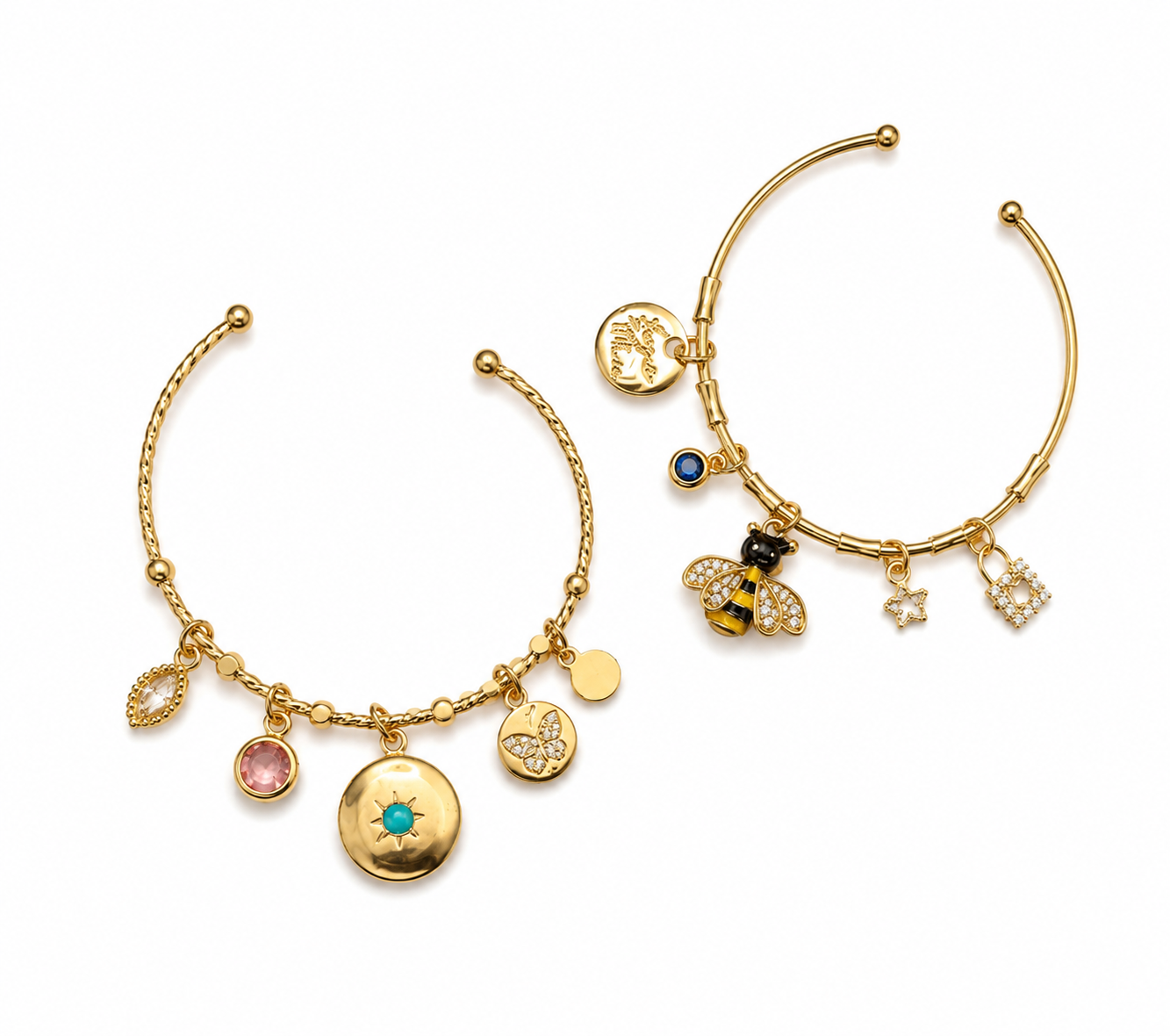 Golden Charm Cuff Bracelet