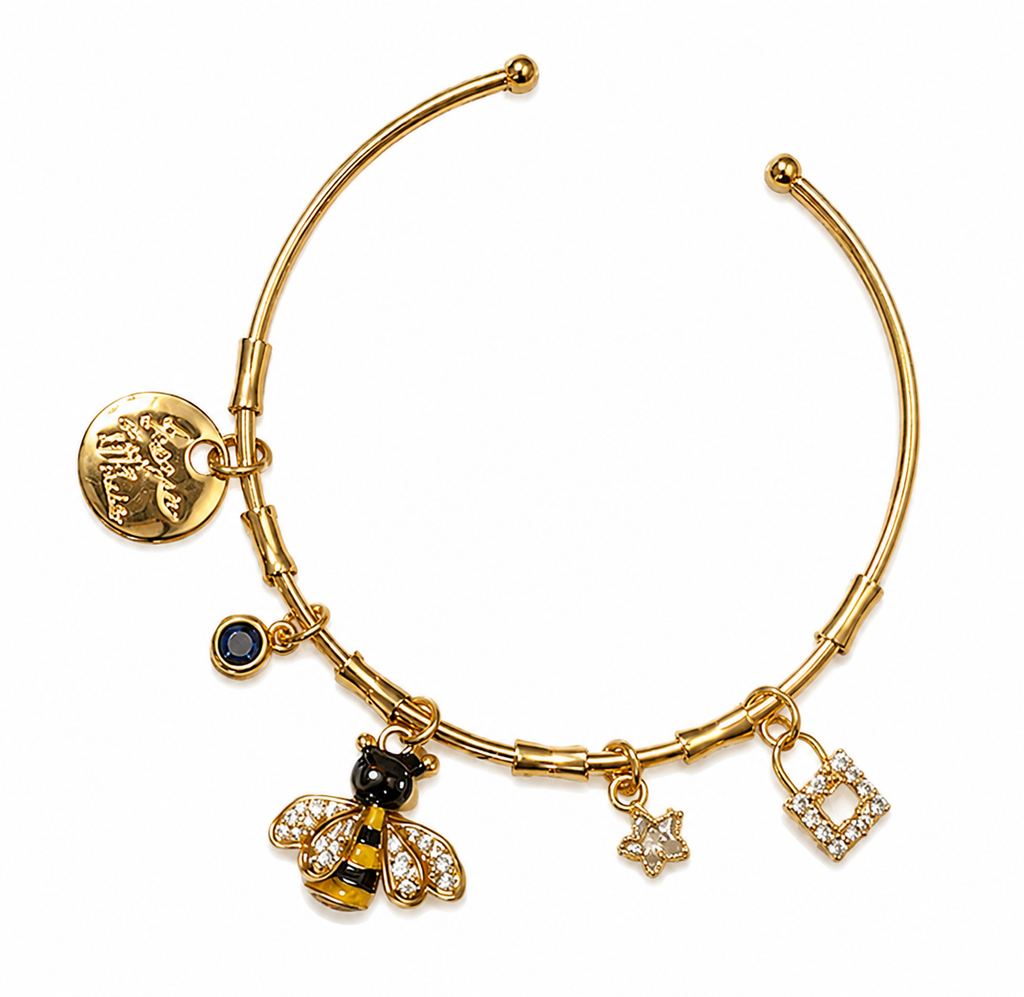Golden Charm Cuff Bracelet