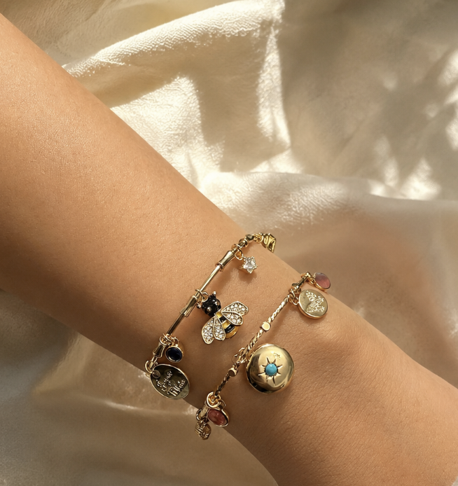 Golden Charm Cuff Bracelet