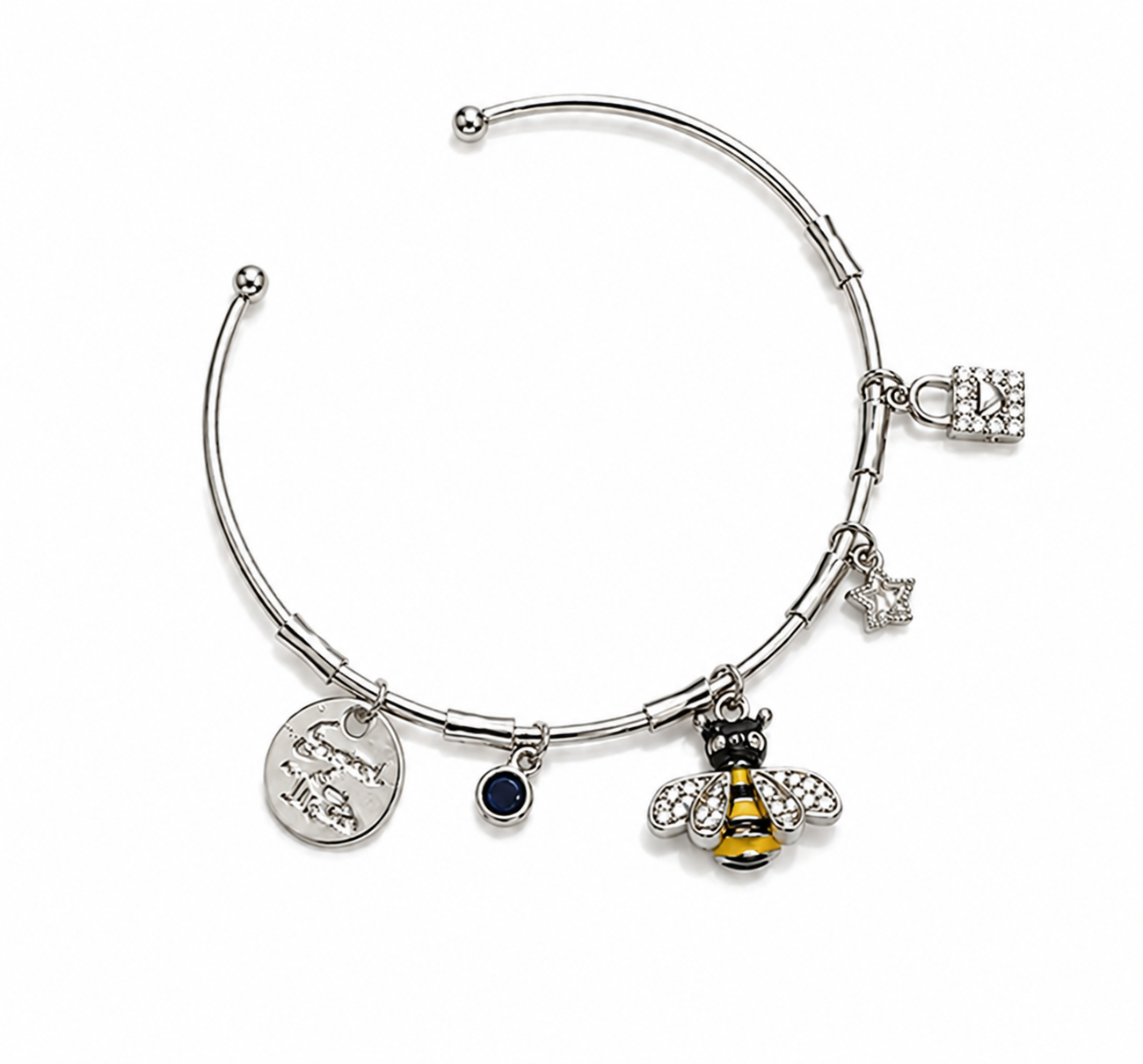 Silver Charm Cuff Bracelet